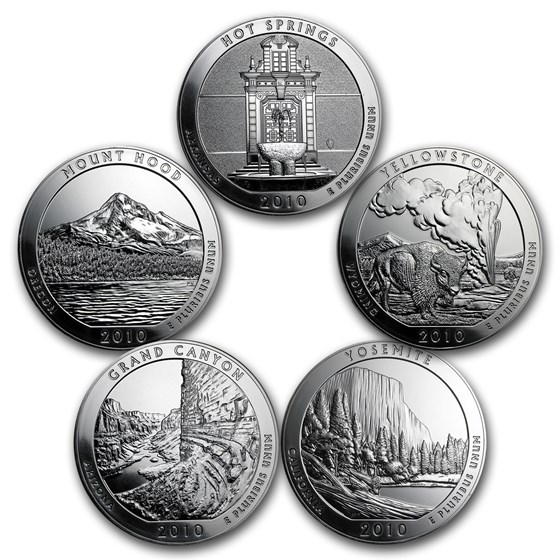 2010 5-Coin 5 oz Silver ATB Set (America the Beautiful) 2010 5-Coin 5 oz Silver ATB Set (America the Beautiful)